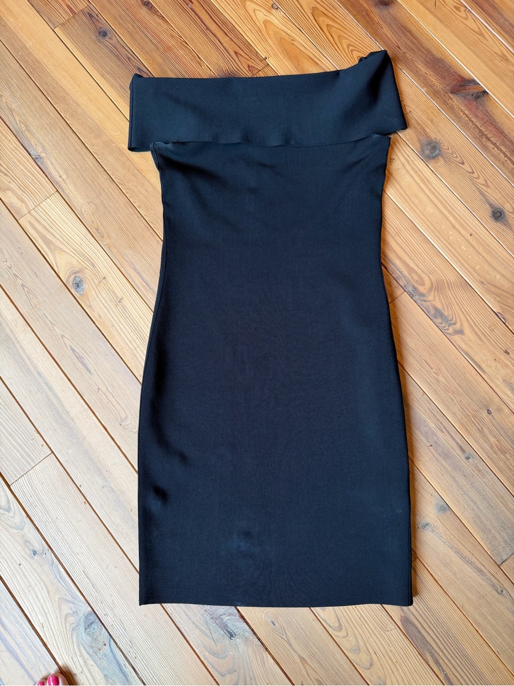 Alexander Wang Black Strapless Fold-Over Bodycon Dress